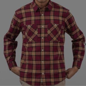 Men's Carhartt Red & Gold Check Plaid Tartan Flannel Lumberjack Style SZ L